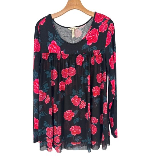 Matilda Jane top tunic womens size medium Long Sleeve winter blooms floral knit - Picture 2 of 7